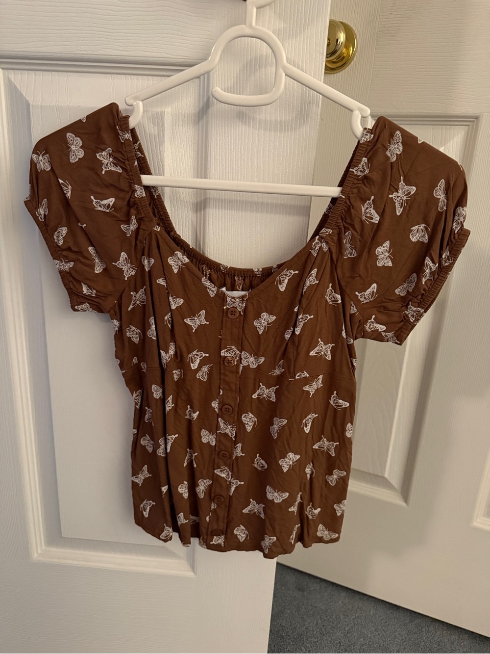 Hollister Brown Butterfly Babydoll Top